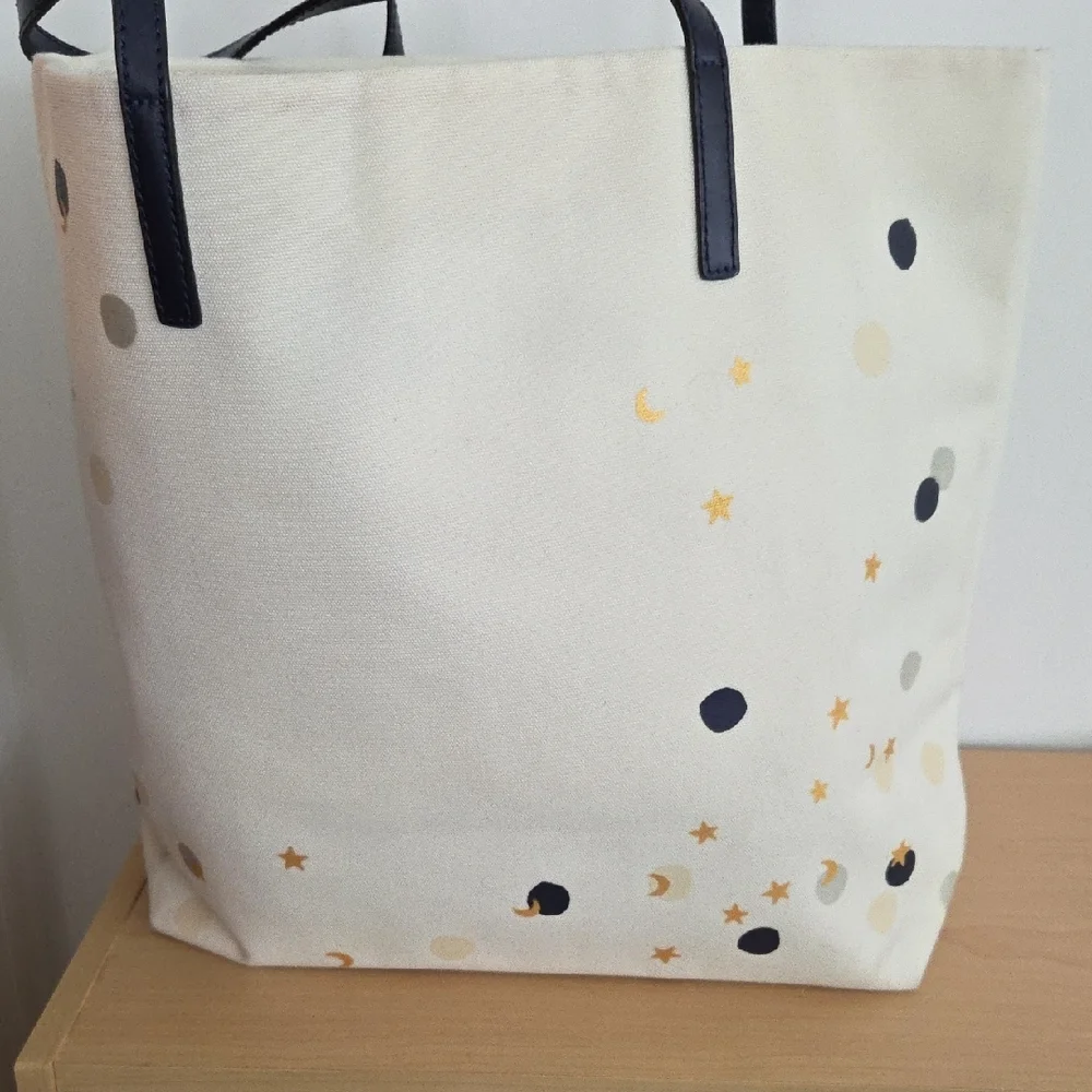 Kate Spade EUC Cheerful Cream and Gold Canvas Tote - Picture 6 of 10